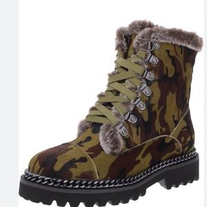 Vince Camuto Womens Melindie Leather Lace Up Winter Boots Military Camo